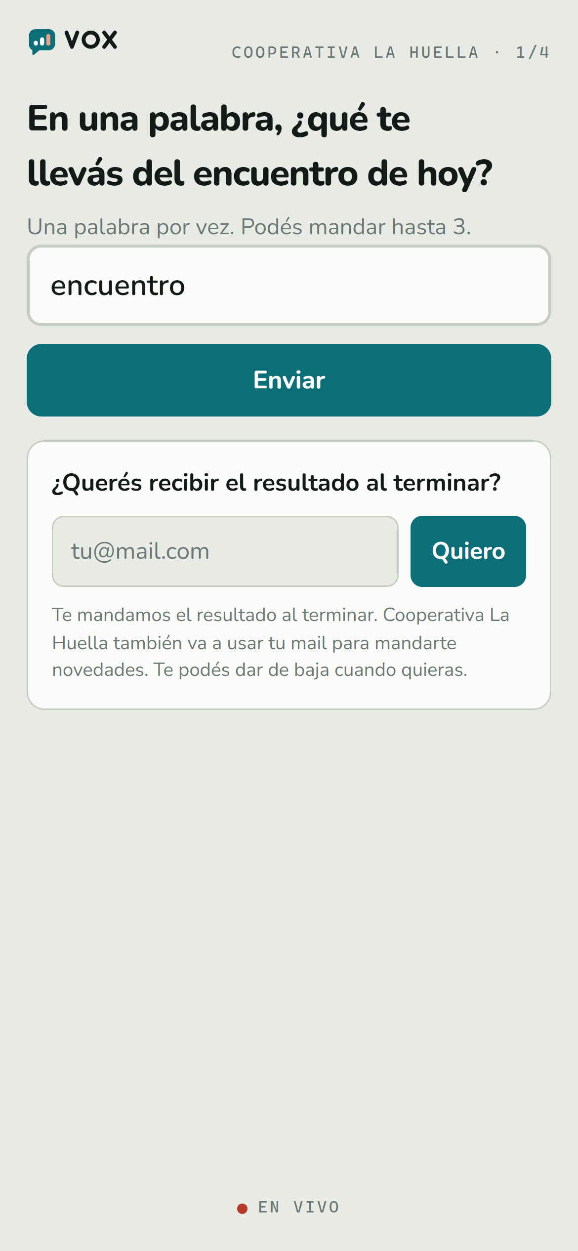 El celular, con la pregunta y el lugar para escribir la respuesta